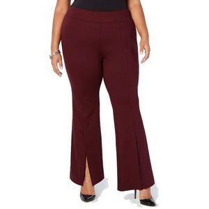 NWT Womens Petite Size 28W 28WP INC Purple Burgundy Ponte Knit Slit-Front Pants